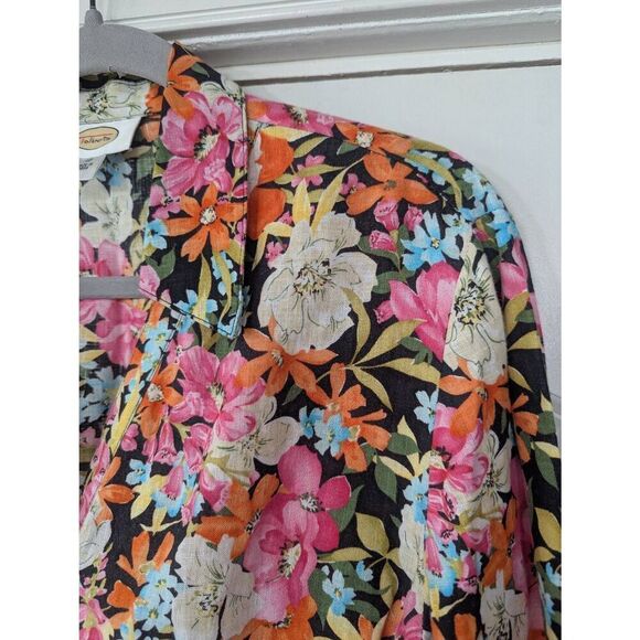 Talbots Linen Button Up Shirt women's size 16 floral print beachy vacation - Picture 2 of 6